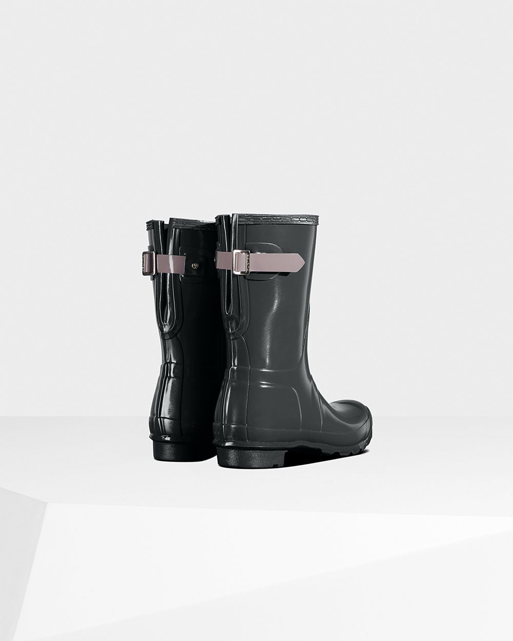 Women Hunter Original Back Adjustable Gloss | Short Rain Boots Deep Green/Purple | NZ-52931-FIDO